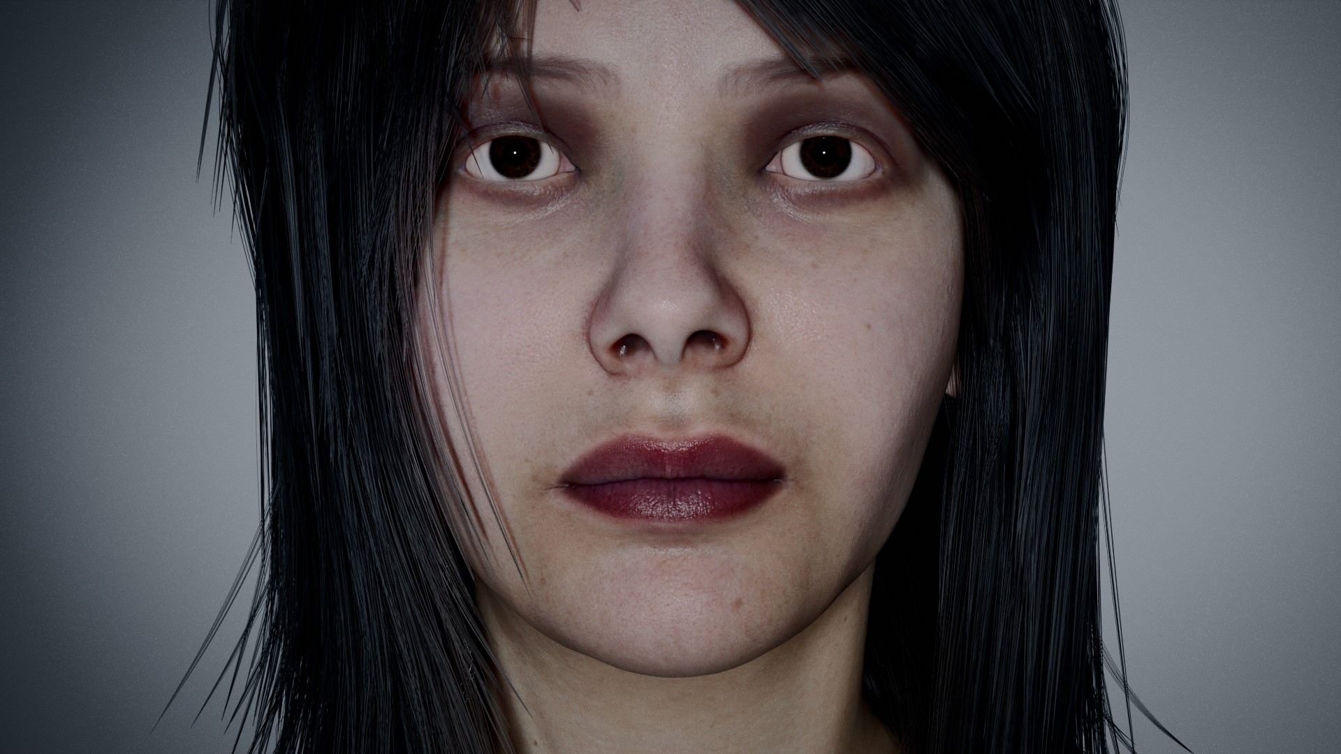 Highly Composited Female Face with a goth aesthetic